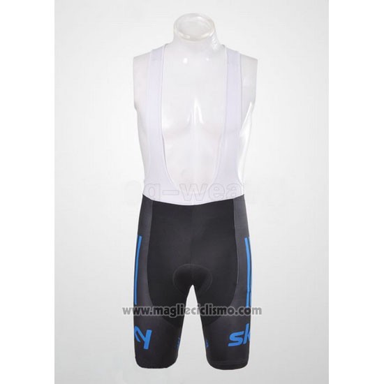 2012 Abbigliamento Ciclismo Sky Nero e Blu Manica Corta e Salopette